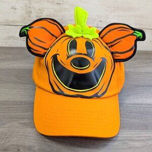 NWT Disney Parks Mickey Mouse Pumpkin Patch Glow In Dark Hat Adult